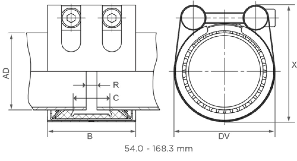 STRAUB-GRIP   60,3  NBR   Edelstahlverschluss